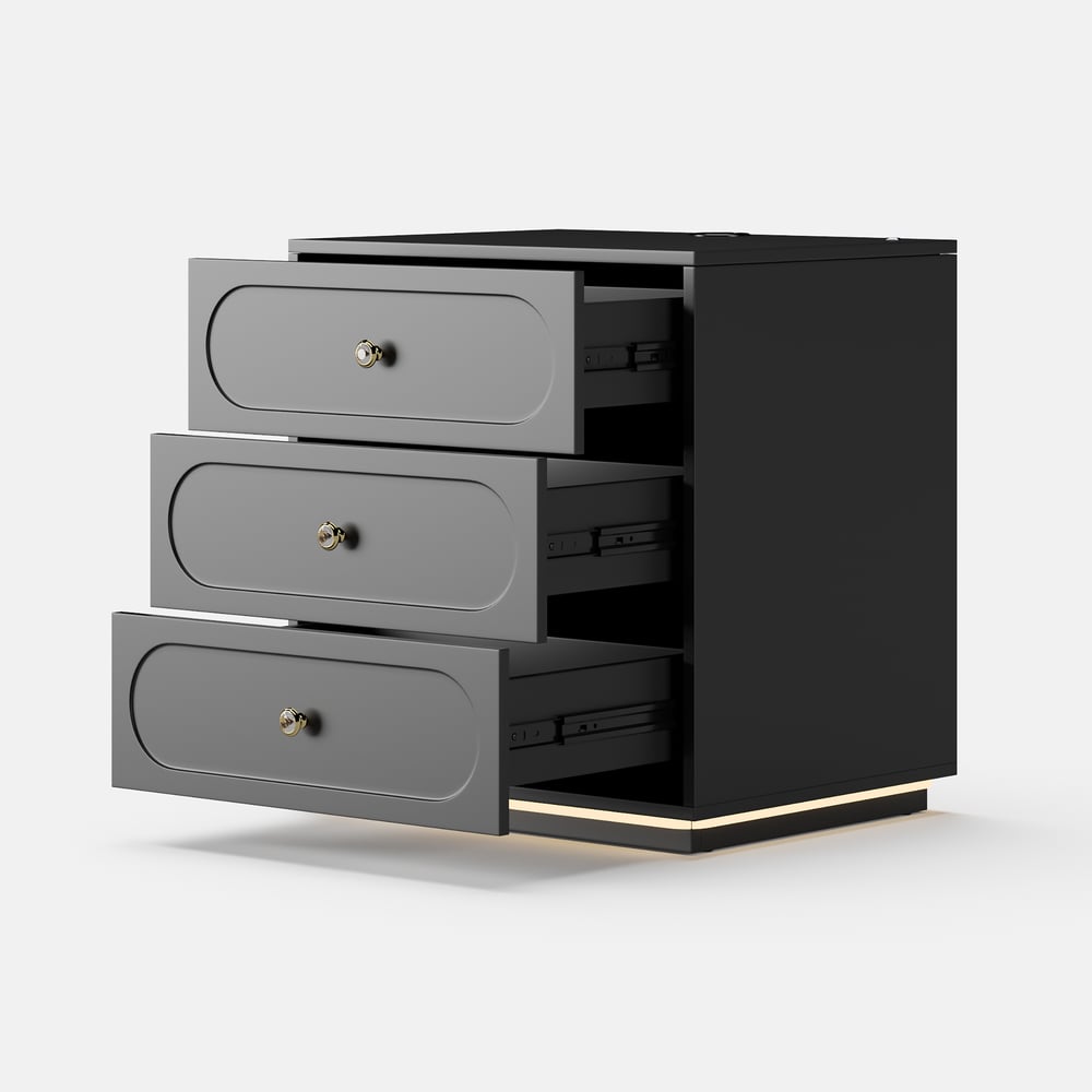 Krila Floating 3-Drawer LED Smart Nightstand with Light Set of 2 window image