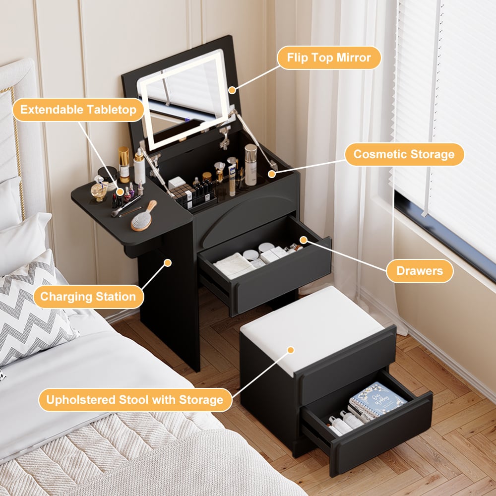 Mini Smart Makeup Vanity Set with Mirror & Lights window image