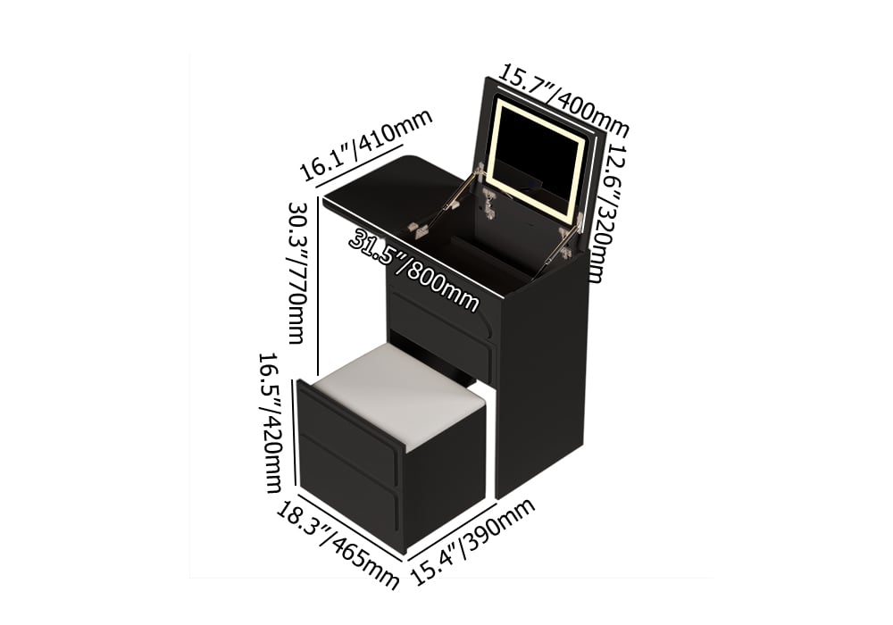 Mini Smart Makeup Vanity Set with Mirror & Lights weights dimensions image