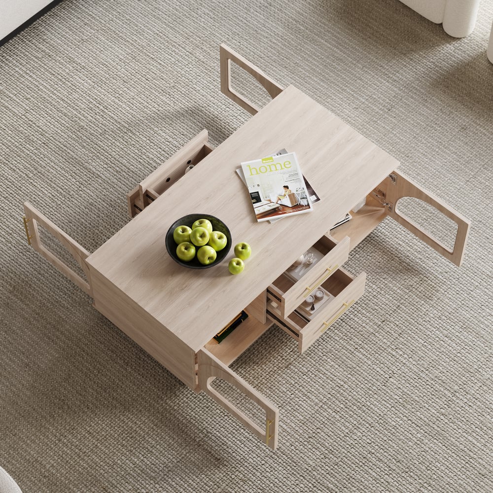Arune 120 cm Arched Glass Doors Coffee Table with Storage and LED window image