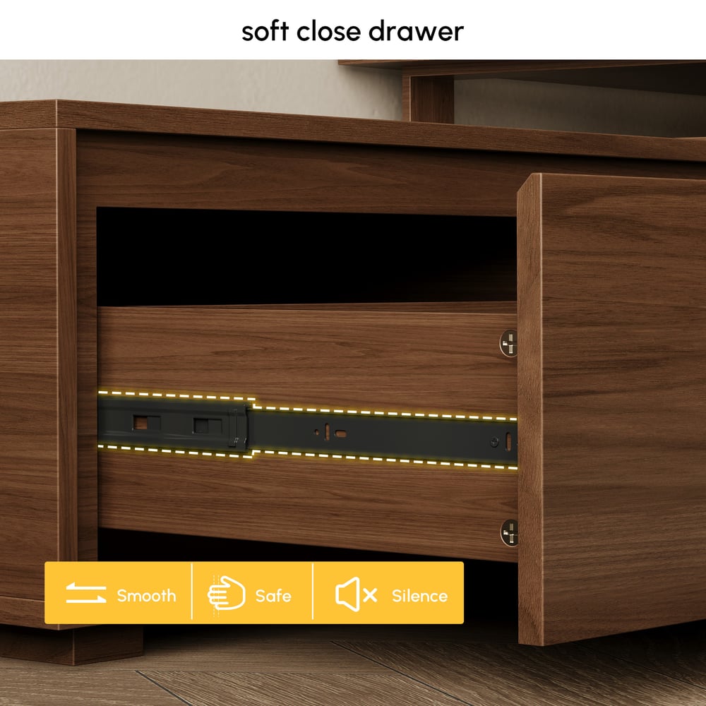 Fero Walnut Reversible Extendable TV Stand with 3 Drawers(71"-120") window image