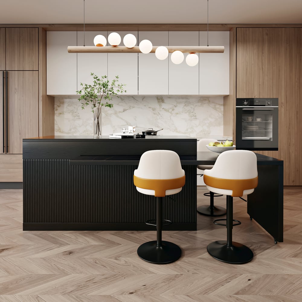 81''-106" Extendable Kitchen lsland with Doors&Drawers Black Sintered Stone Top window image