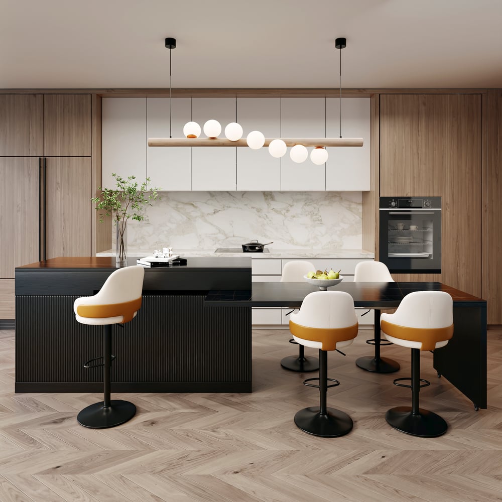 81''-106" Extendable Kitchen lsland with Doors&Drawers Black Sintered Stone Top window image