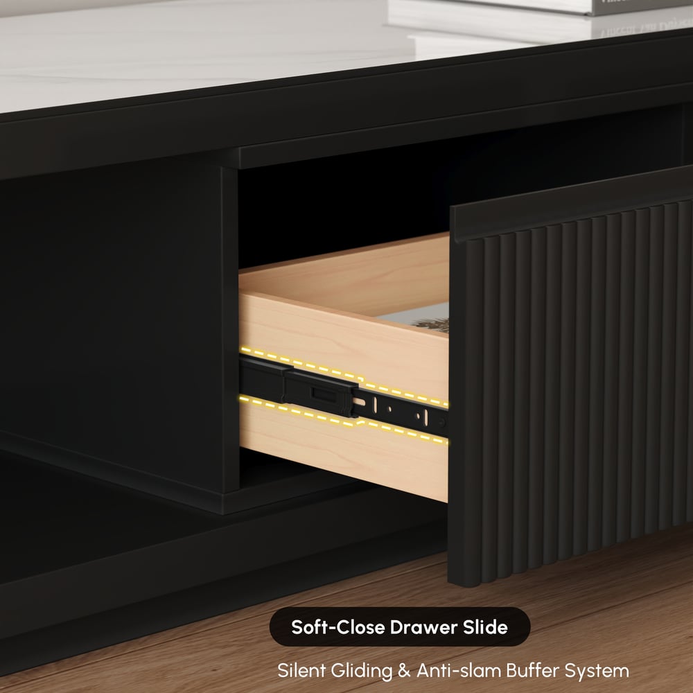 Velar Extendable Sintered Stone Top TV Stand with 3 Drawers(71"-114") window image