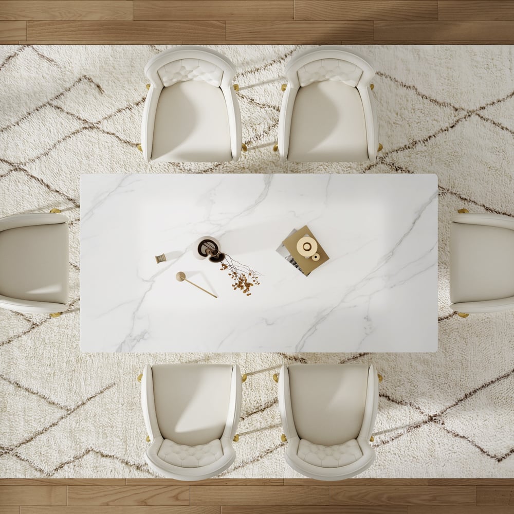 79" Modern Rectangular Sintered Stone Dining Table, Indoor/Outdoor, Seats 6-8 window image