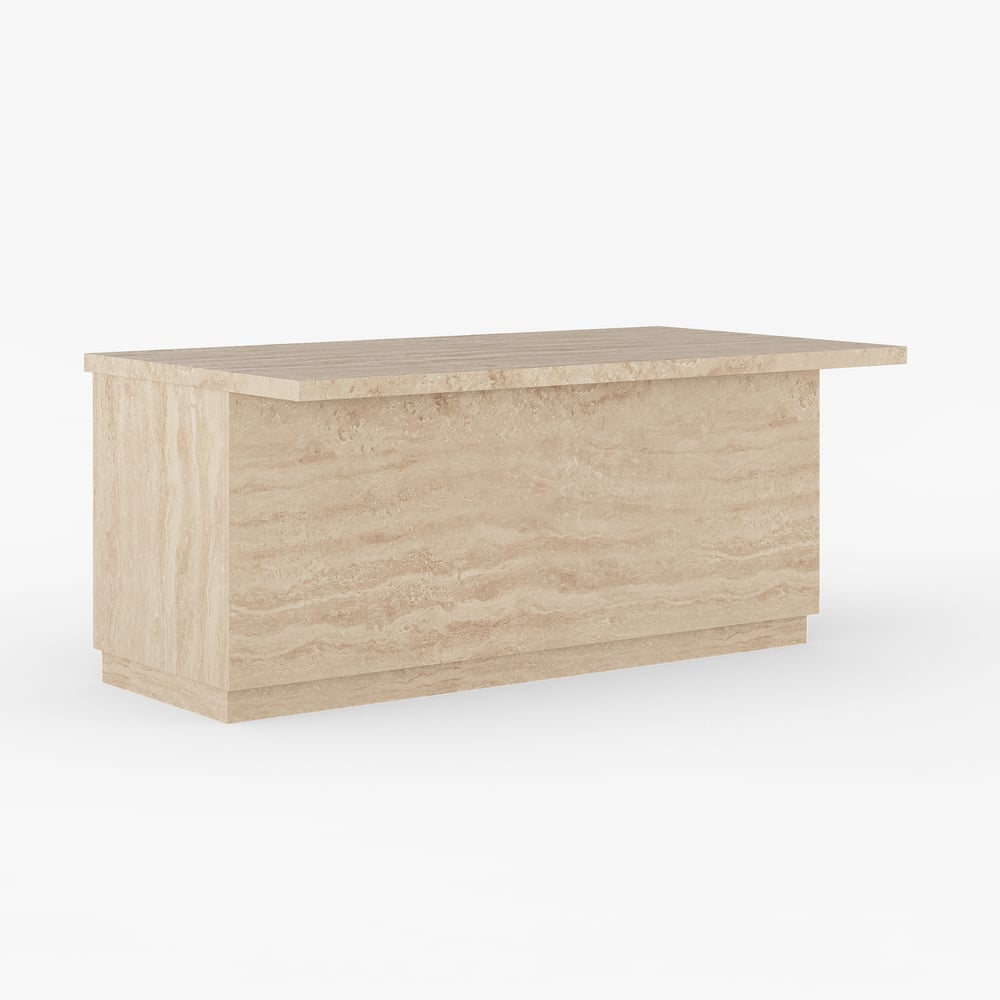 72" Japandi Style Wood Kitchen Island with Multi-Storage and LED Light Matte Travertine window image