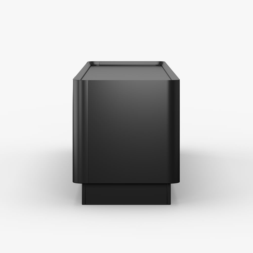 79" Black Glass Door TV Stand with Storage and LED window image