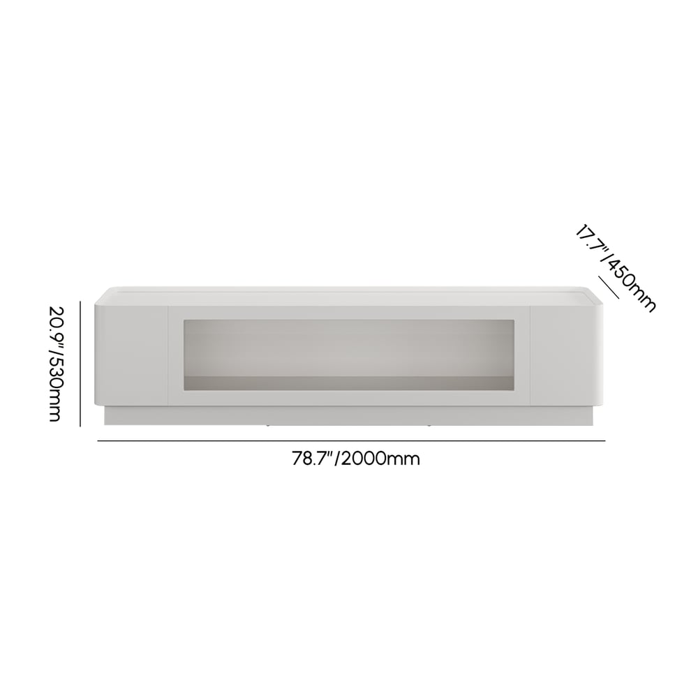 79" White Glass Door TV Stand with Storage and LED weights dimensions image