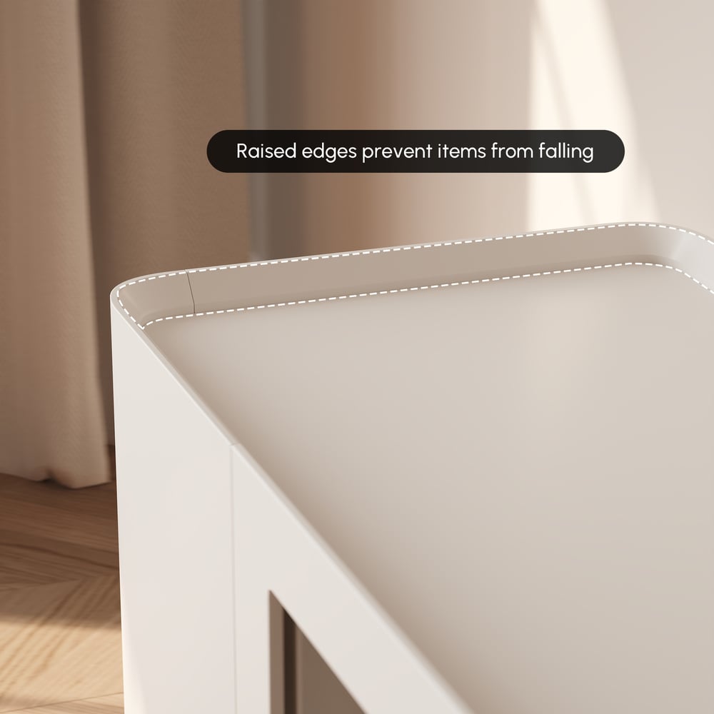 79" White Glass Door TV Stand with Storage and LED window image