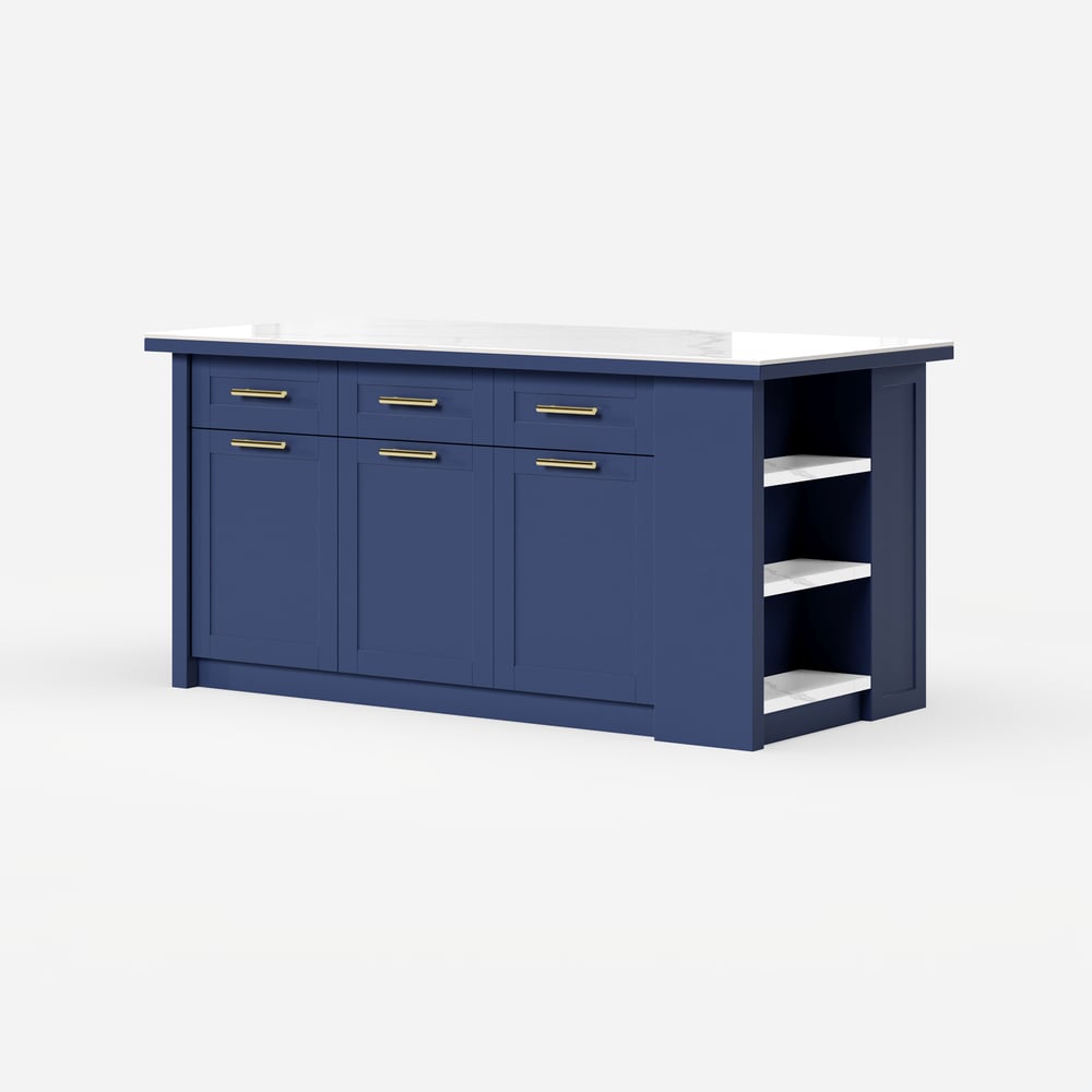 70.9" Modern Style Sintered Stone Kitchen Islands with Multi-Storage Blue window image