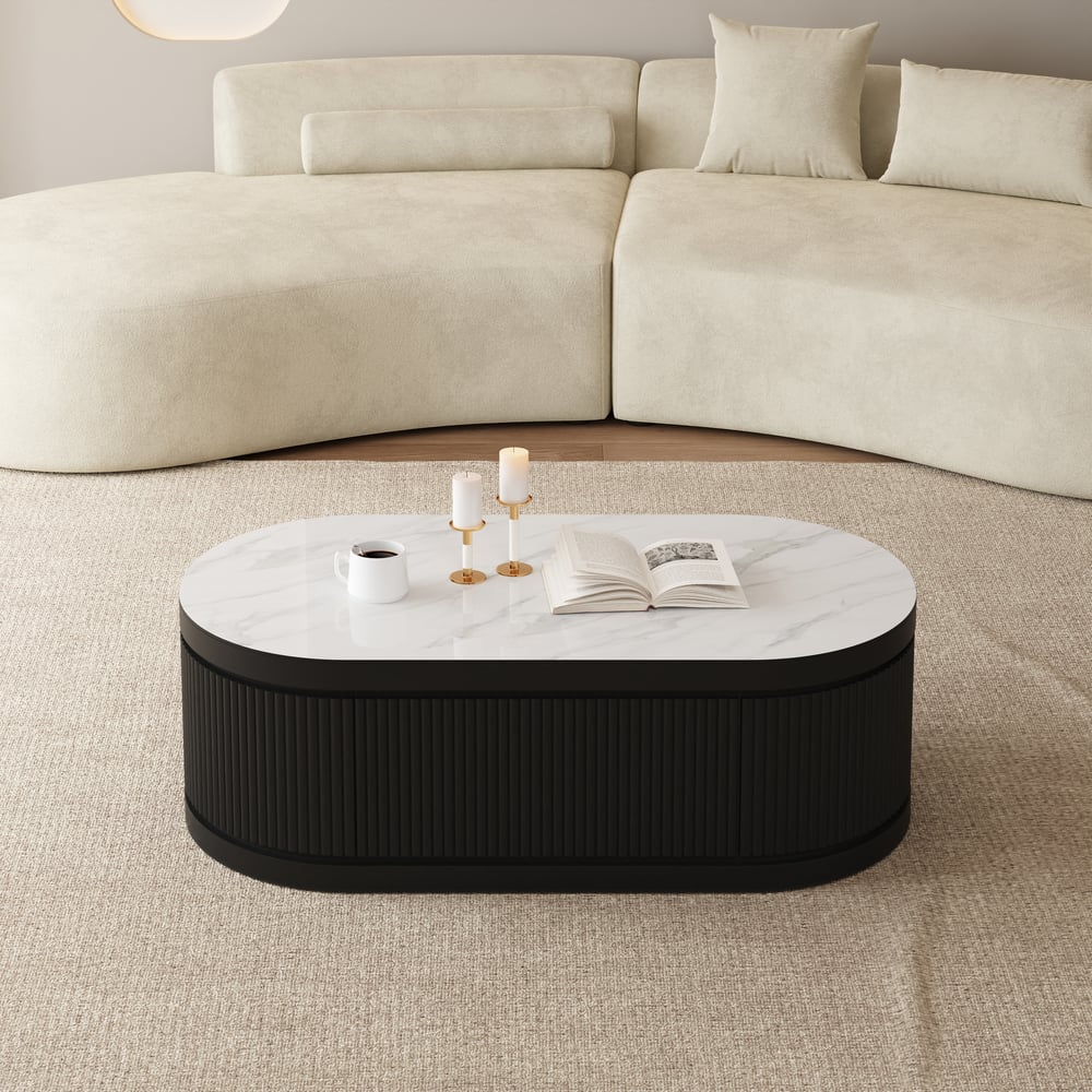 Velar 47"-67" Extendable Sintered Stone Top Coffee Table with Storage window image