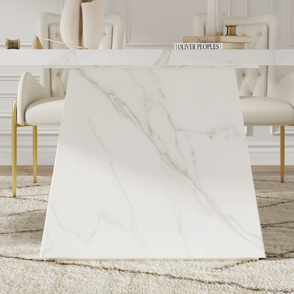 79" Modern Rectangular Sintered Stone Dining Table, Indoor/Outdoor, Seats 6-8 window image