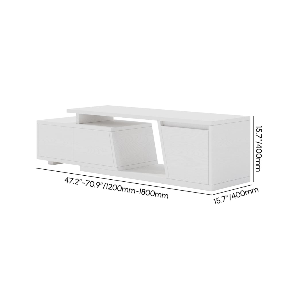 Fero White Extendable TV Stand with 3 Drawers(47"-71") weights dimensions image