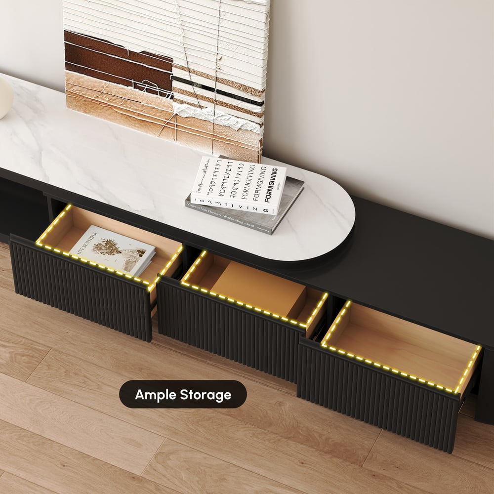 Velar Extendable Sintered Stone Top TV Stand with 3 Drawers(71"-114") window image