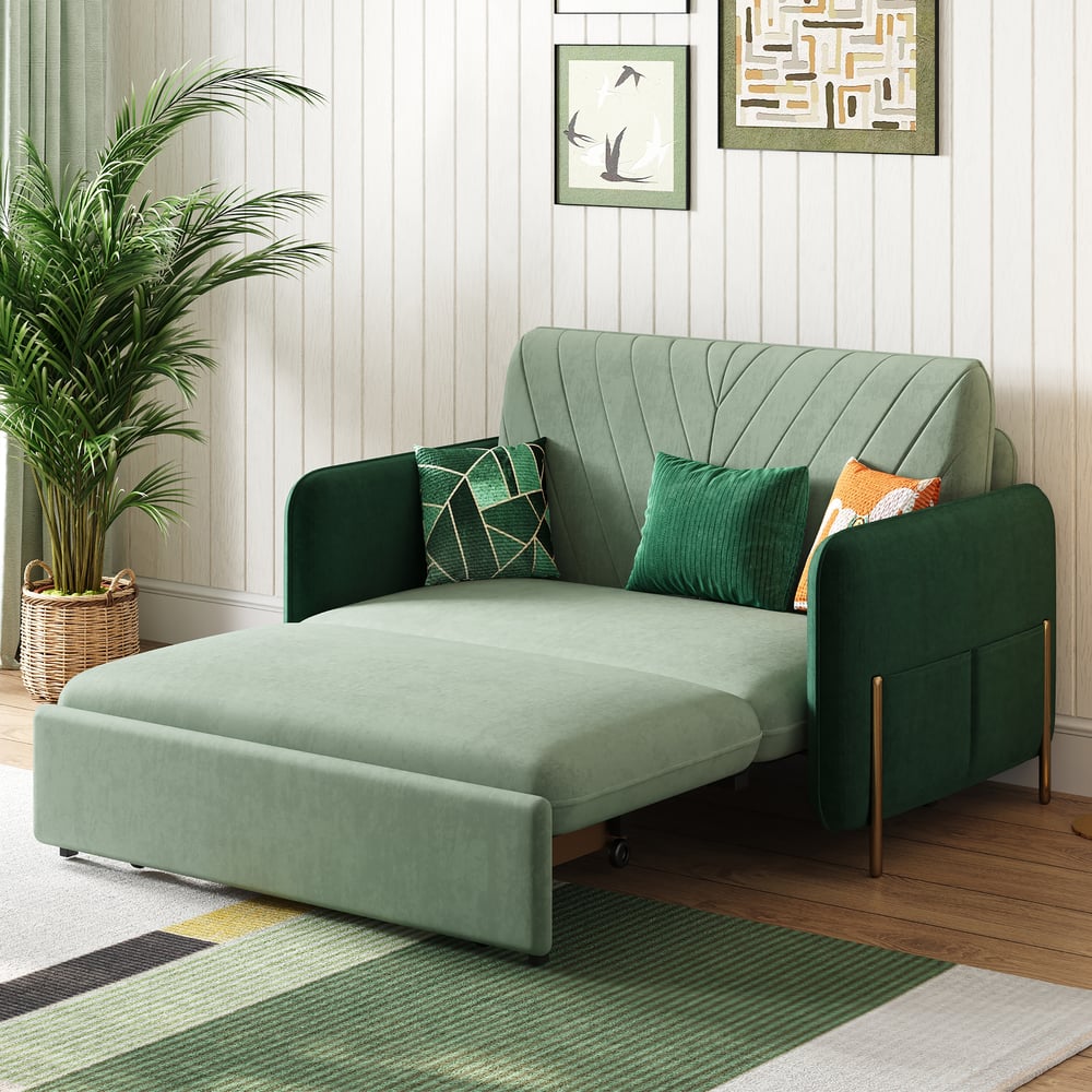 54" Full 2-Seater Velvet Convertible Sleeper Sofa window image