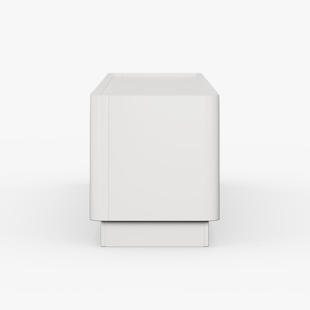 79" White Glass Door TV Stand with Storage and LED window image