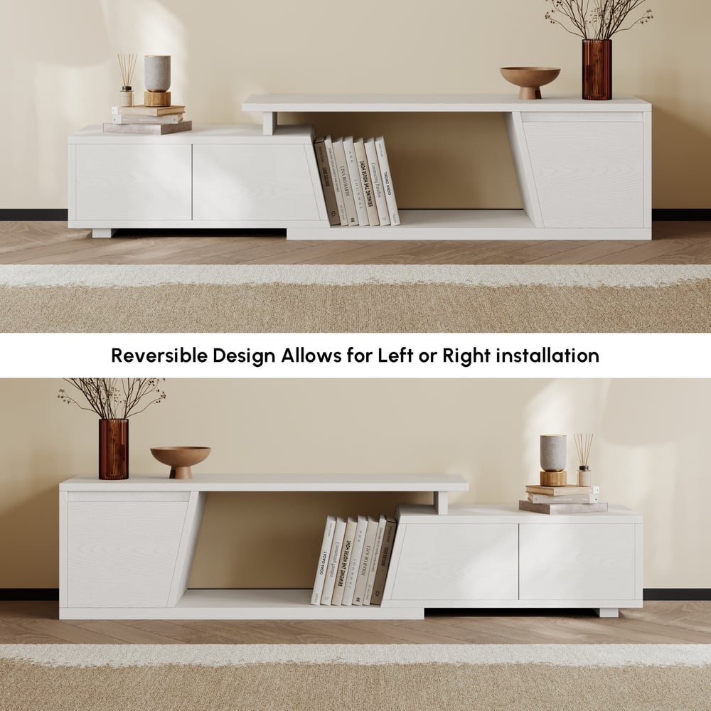 Fero White Extendable TV Stand with 3 Drawers(47"-71") window image