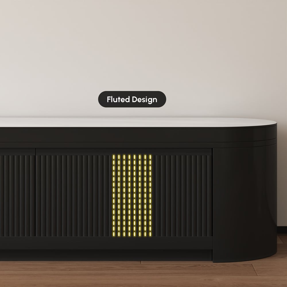 Velar Extendable Sintered Stone Top TV Stand with 3 Drawers(71"-114") window image