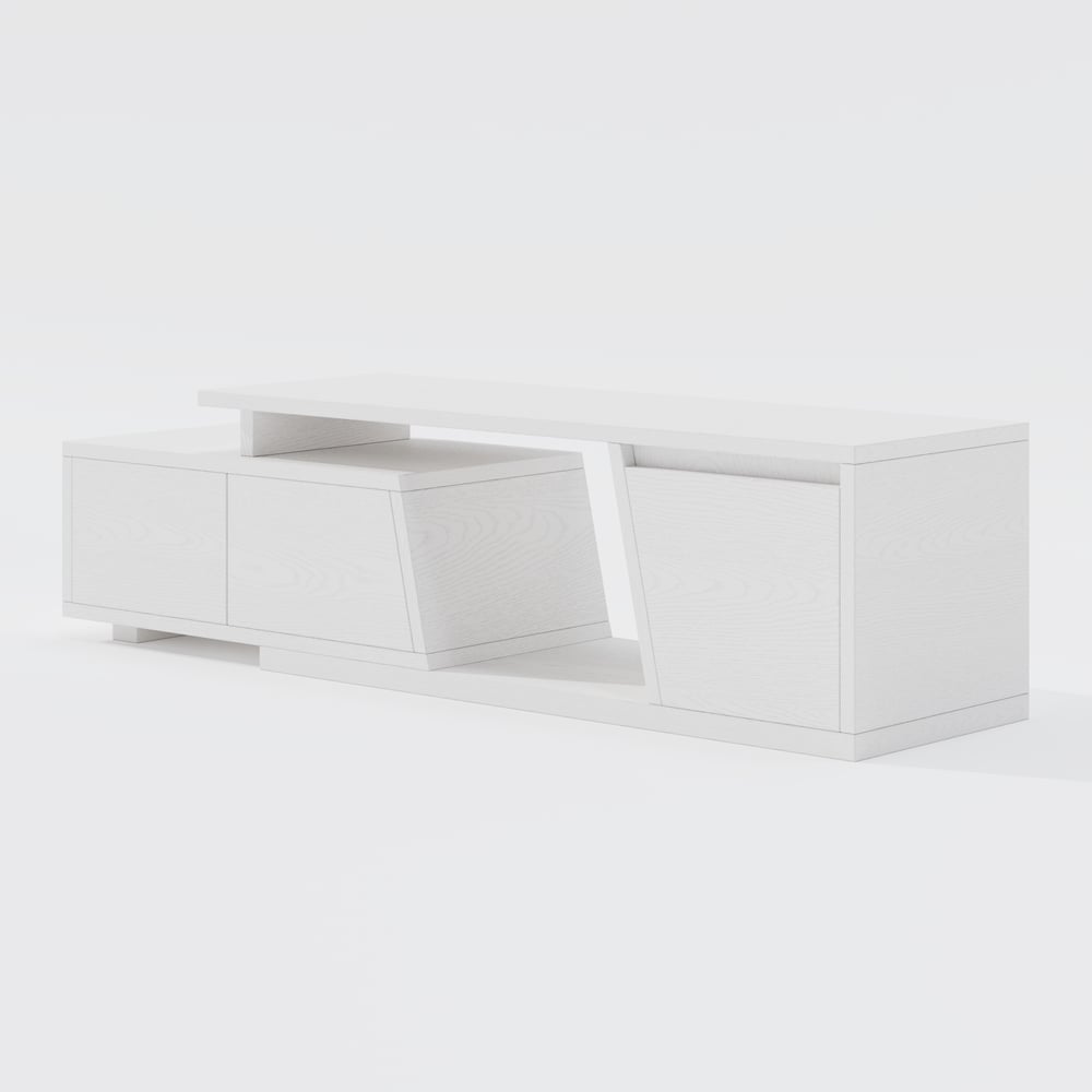 Fero White Extendable TV Stand with 3 Drawers(47"-71") window image