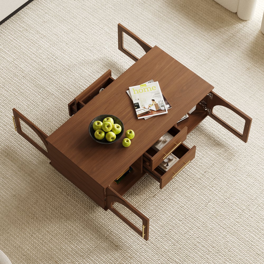 Arune 120 cm Arched Glass Doors Coffee Table with Storage and LED window image