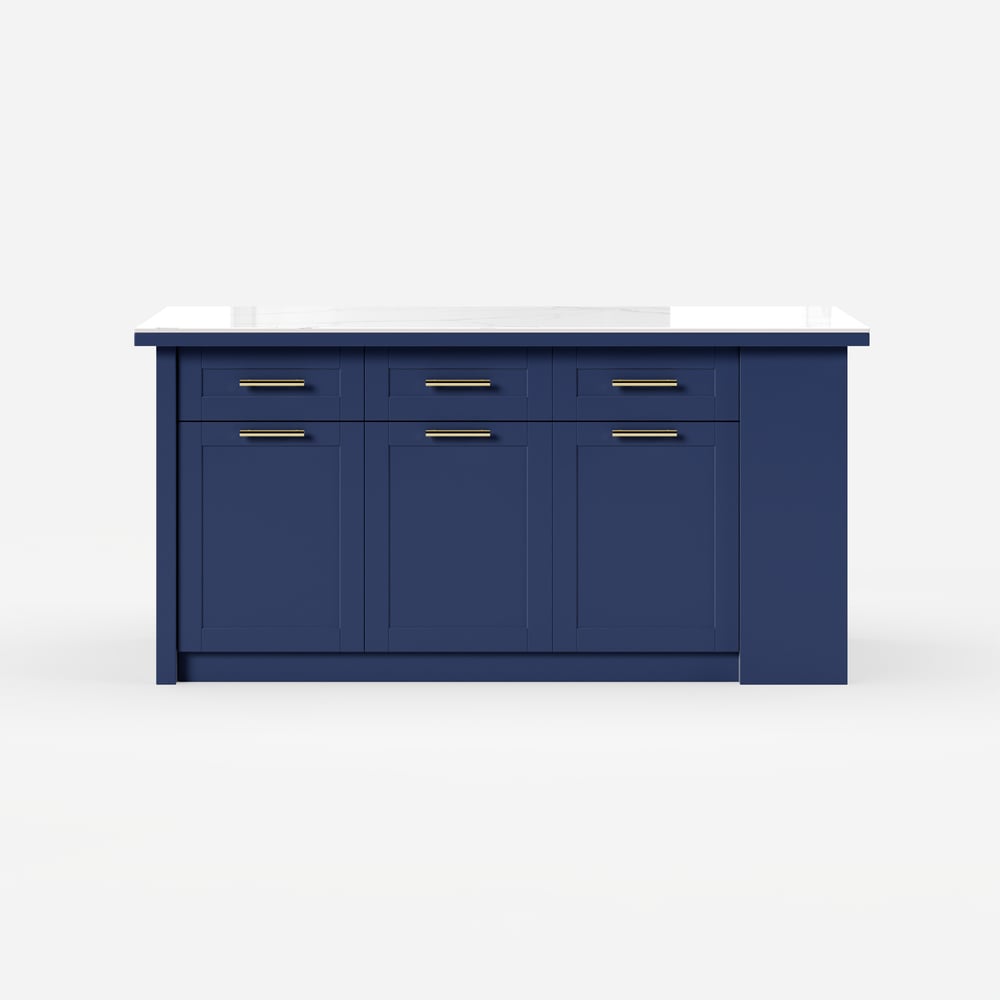 70.9" Modern Style Sintered Stone Kitchen Islands with Multi-Storage Blue window image