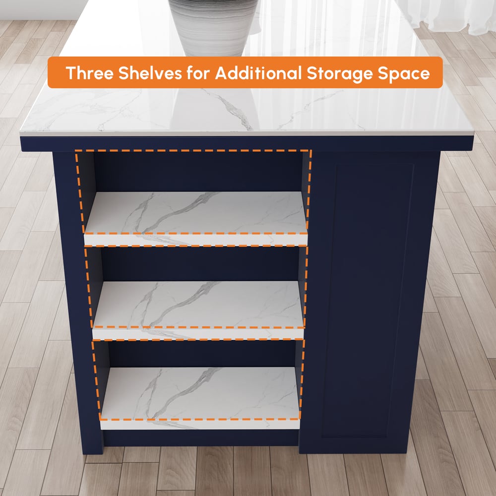 70.9" Modern Style Sintered Stone Kitchen Islands with Multi-Storage Blue window image