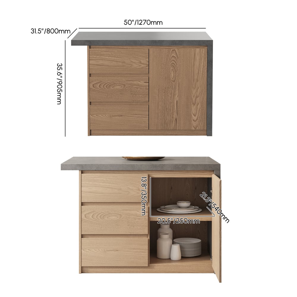 50" Modern Kitchen Island Gray Laminate & 2 Counter Stools Set Storage Cabinet weights dimensions image
