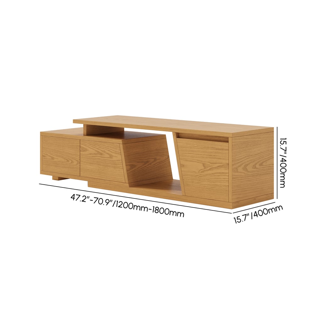 Meuble TV extensible Fero Natural avec 3 tiroirs (1200 mm-1800 mm) Poids, dimensions, image