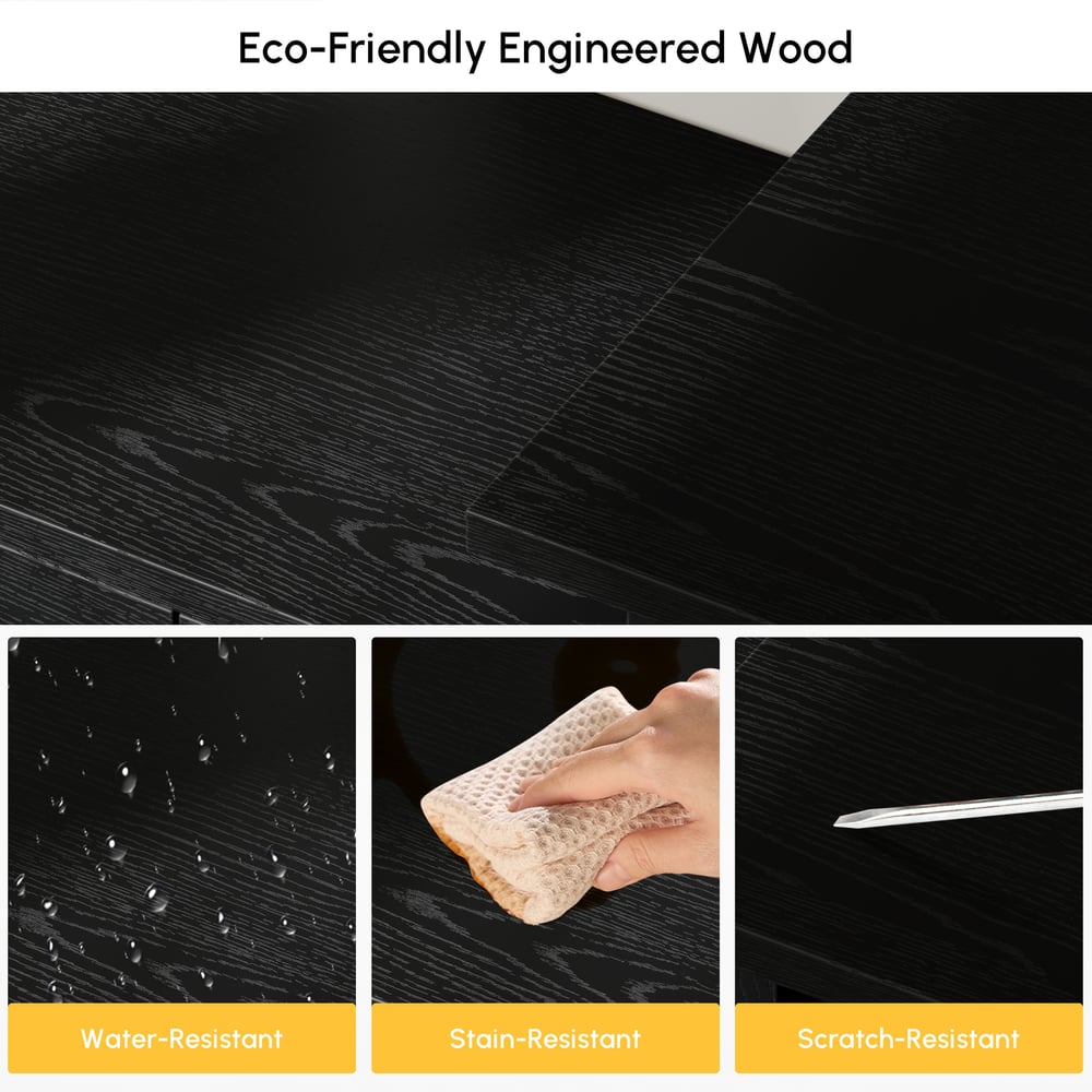 Fero Black Extendable TV Stand with 3 Drawers(1200mm-1800mm) window image