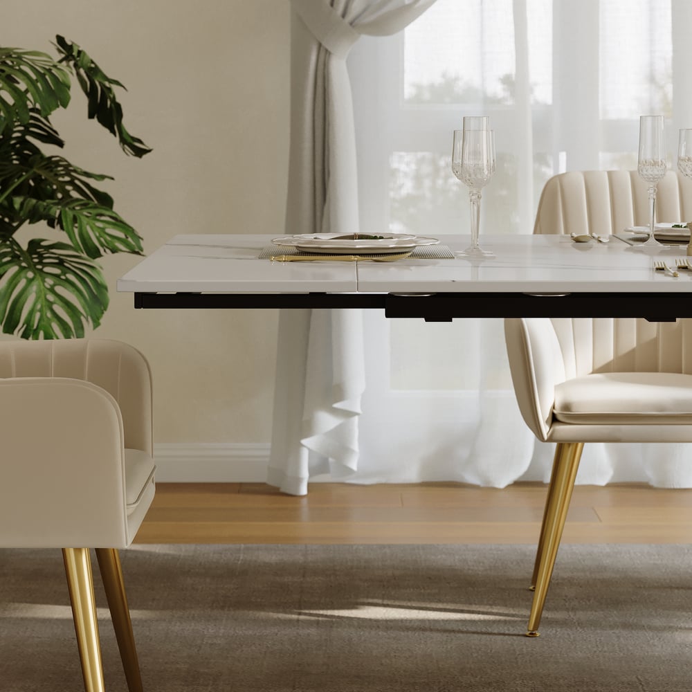 78.7-94.5" Modern Extendable Sintered Stone Dining Table Seats 6-10 People window image