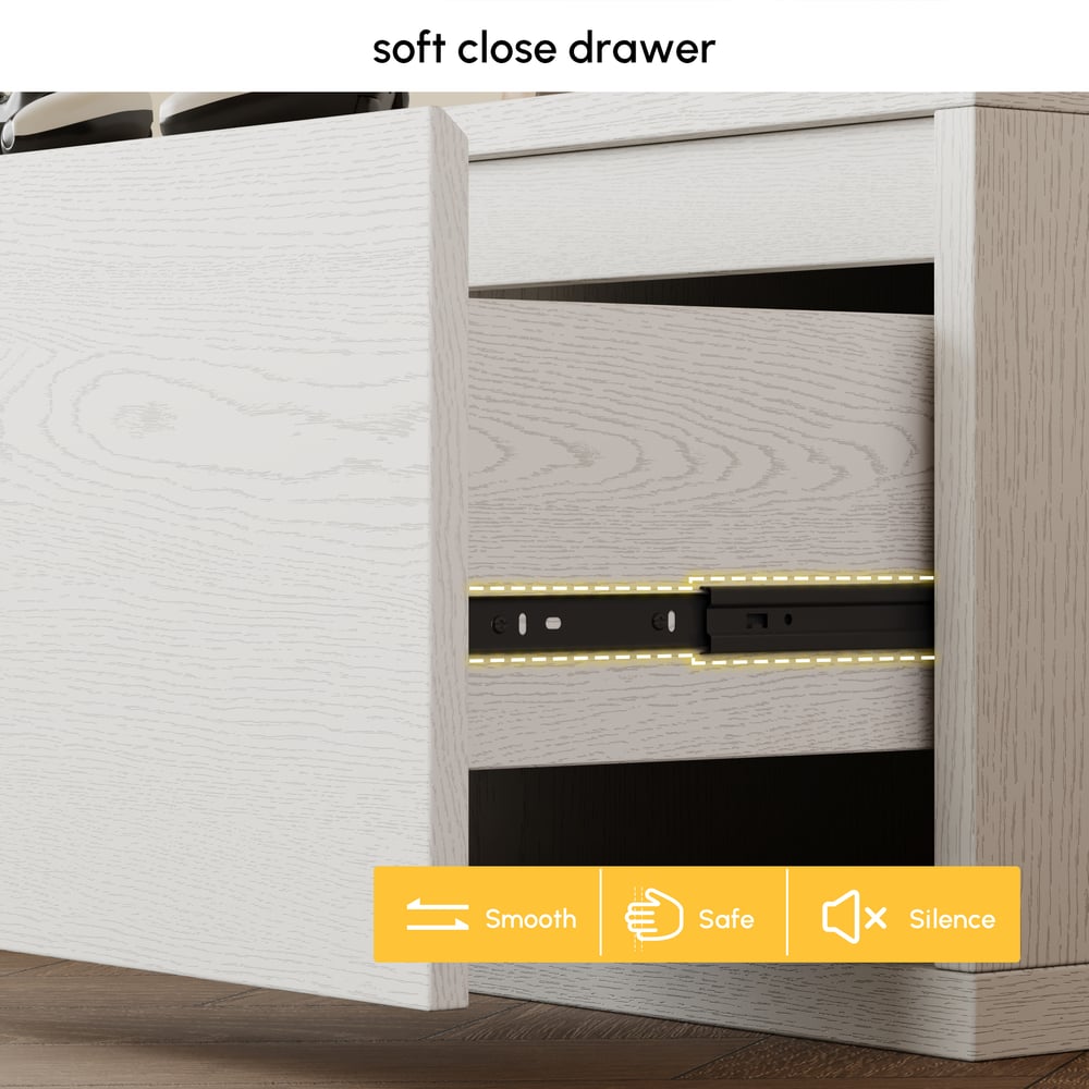 Fero White Extendable TV Stand with 3 Drawers(47"-71") window image