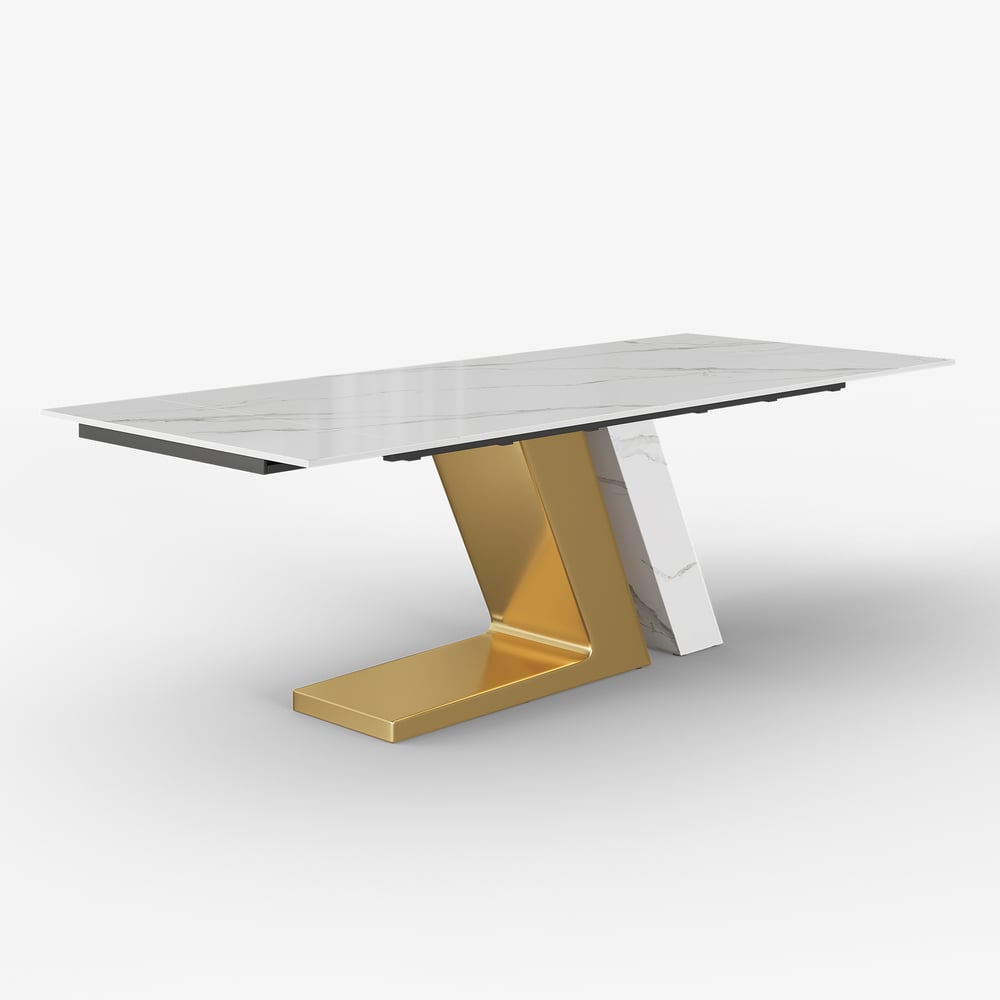 78.7-94.5" Modern Extendable Sintered Stone Dining Table Seats 6-10 People window image