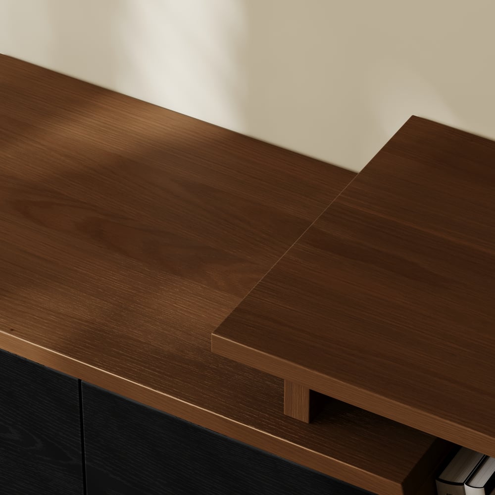 Fero Black & Walnut Extendable TV Stand with 3 Drawers(47"-71") window image