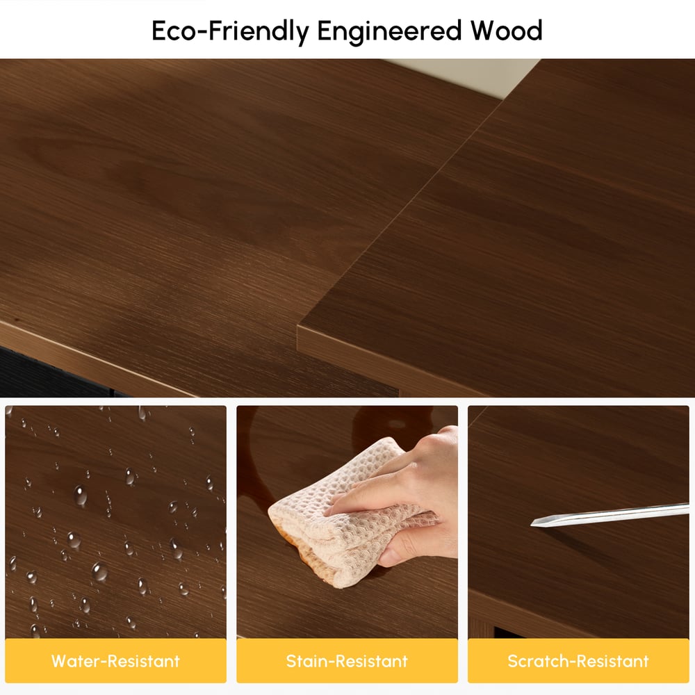 Fero Black & Walnut Extendable TV Stand with 3 Drawers(47"-71") window image