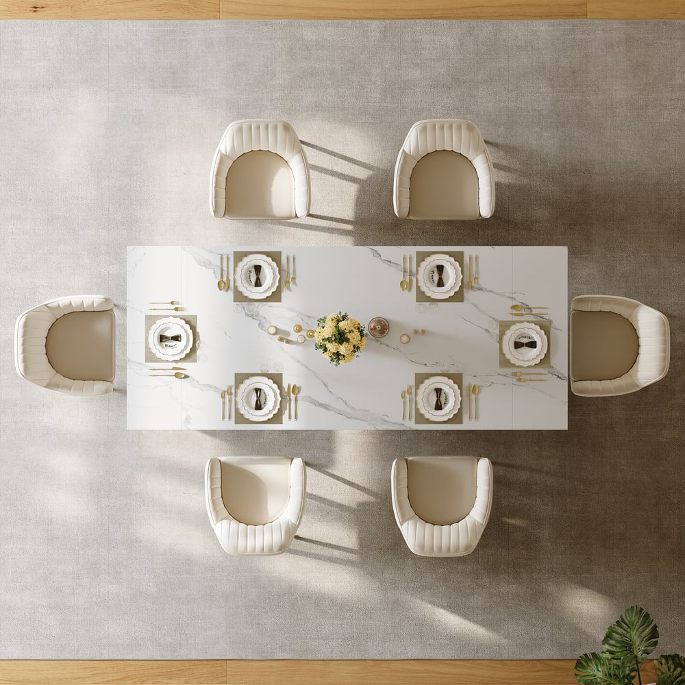 78.7-94.5" Modern Extendable Sintered Stone Dining Table Seats 6-10 People window image