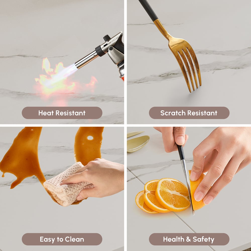 78.7-94.5" Modern Extendable Sintered Stone Dining Table Seats 6-10 People window image