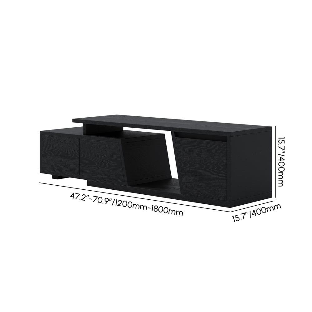 Fero Black Extendable TV Stand with 3 Drawers(1200mm-1800mm) weights dimensions image