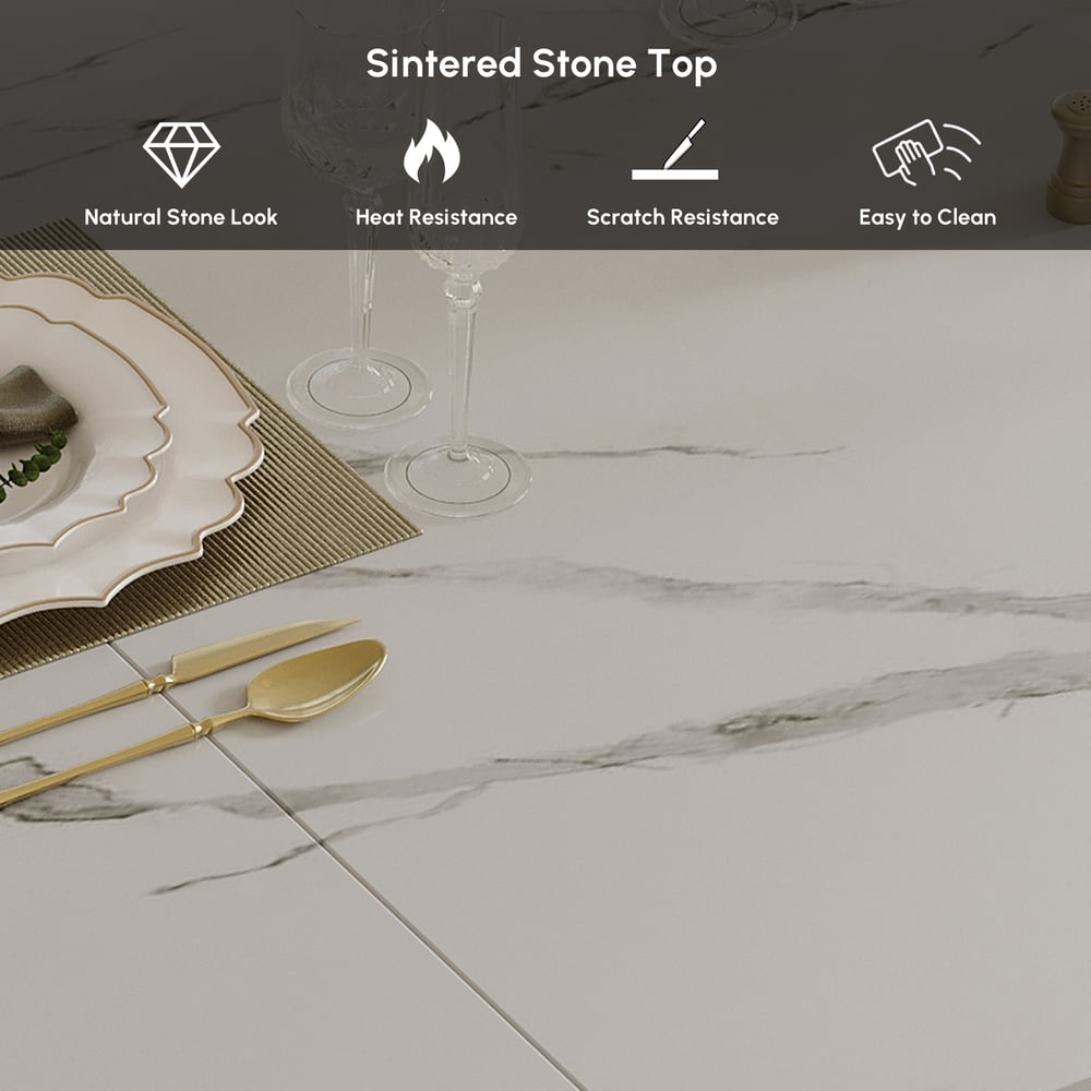 78.7-94.5" Modern Extendable Sintered Stone Dining Table Seats 6-10 People window image