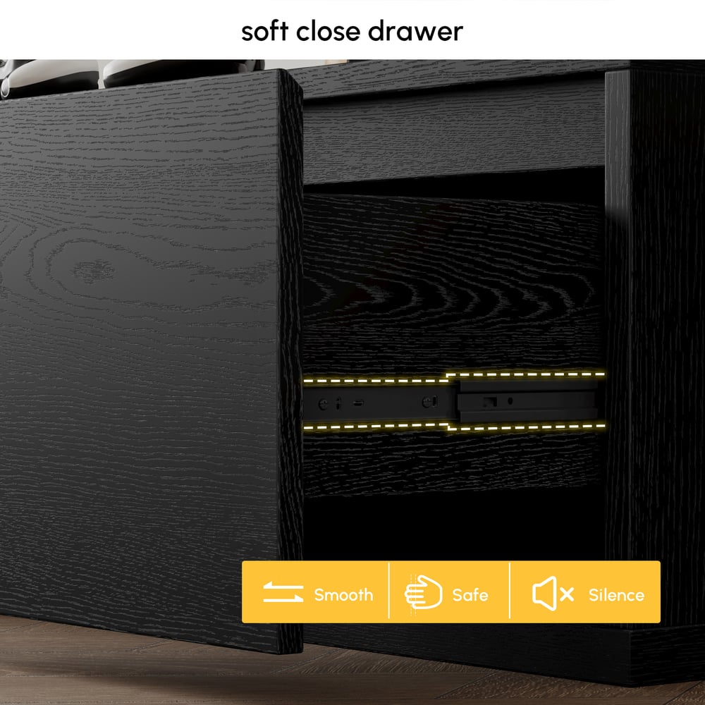 Fero Black Extendable TV Stand with 3 Drawers(1200mm-1800mm) window image