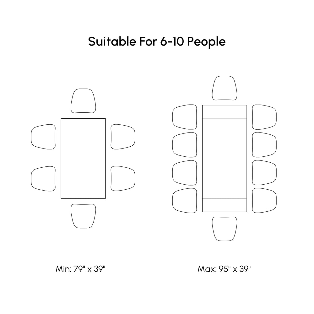 78.7-94.5" Modern Extendable Sintered Stone Dining Table Seats 6-10 People weights dimensions image