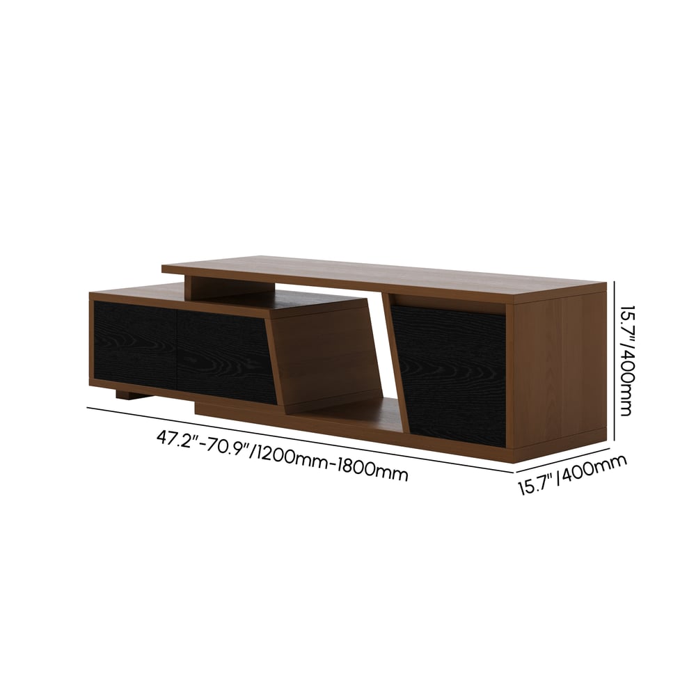 Fero Black & Walnut Extendable TV Stand with 3 Drawers(47"-71") weights dimensions image