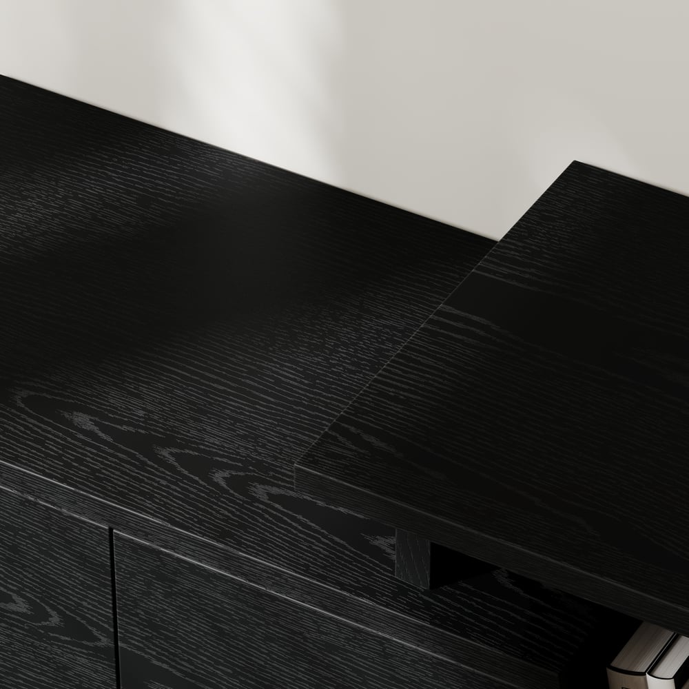 Fero Black Extendable TV Stand with 3 Drawers(1200mm-1800mm) window image