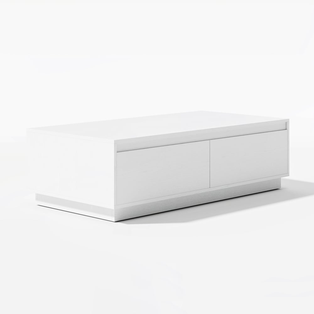 47" Mid Century Rectangular White Block Coffee Table window image