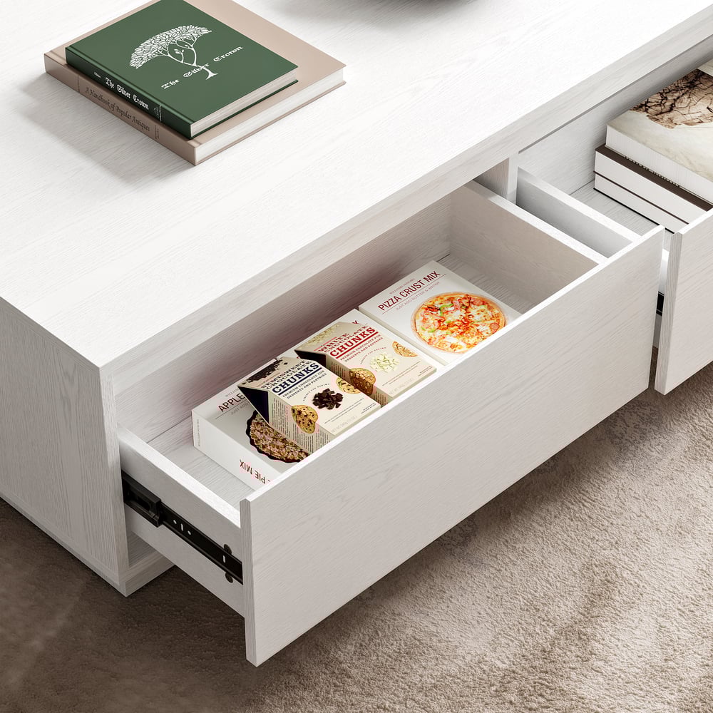 47" Mid Century Rectangular White Block Coffee Table window image