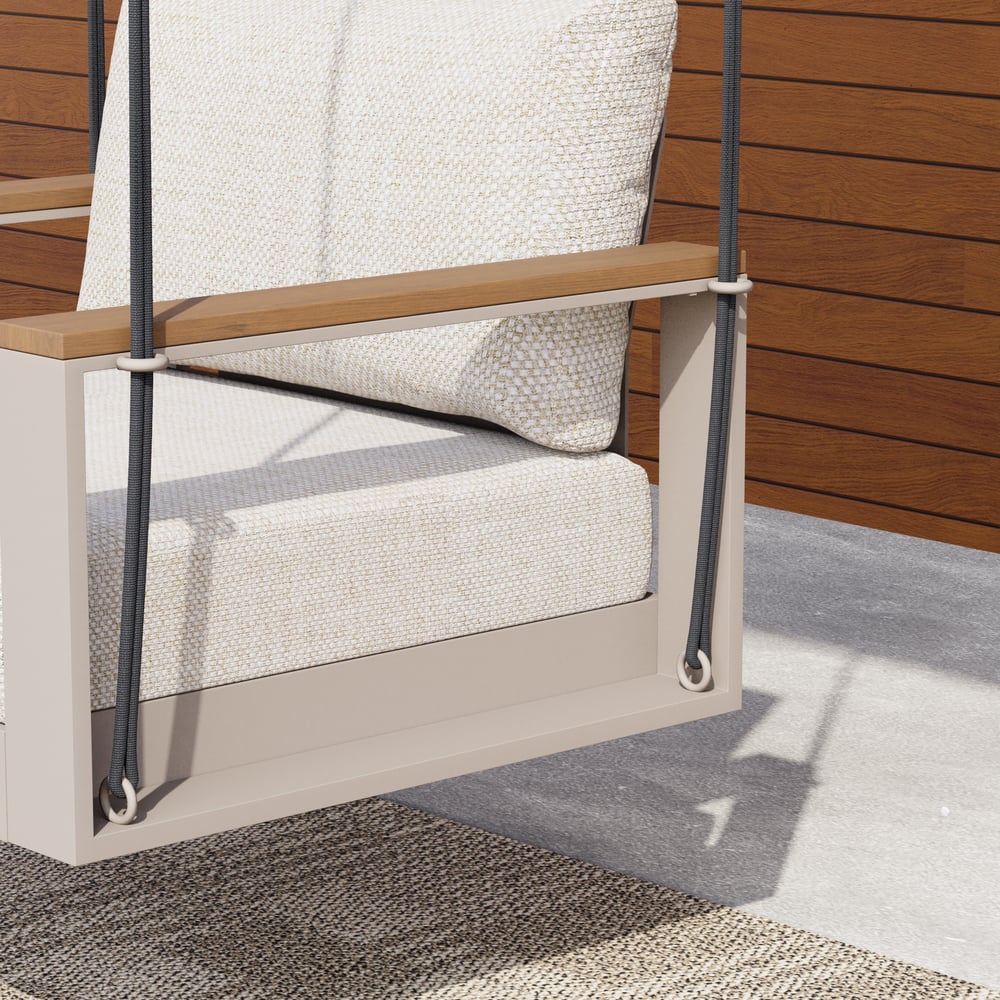Axis Outdoor Swing Sofa in Warm White Aluminum with Cushion window image