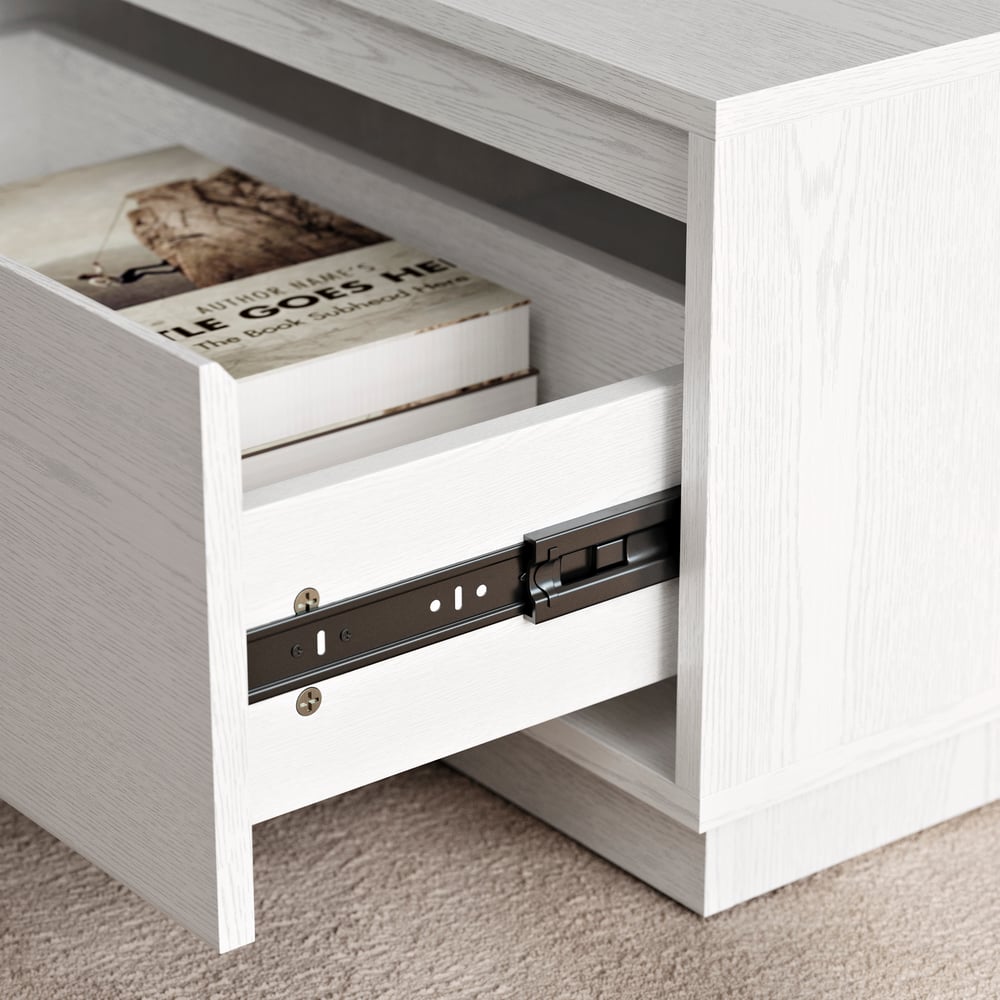 47" Mid Century Rectangular White Block Coffee Table window image