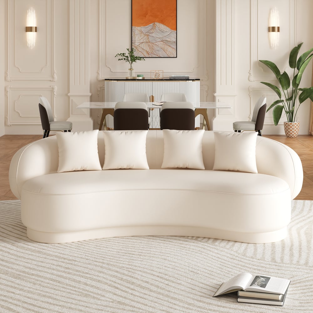 Customer Reviews for Suncurve Modern Leather Upholstered Sofa 3-Seater Sofa 82.7" White Sofa