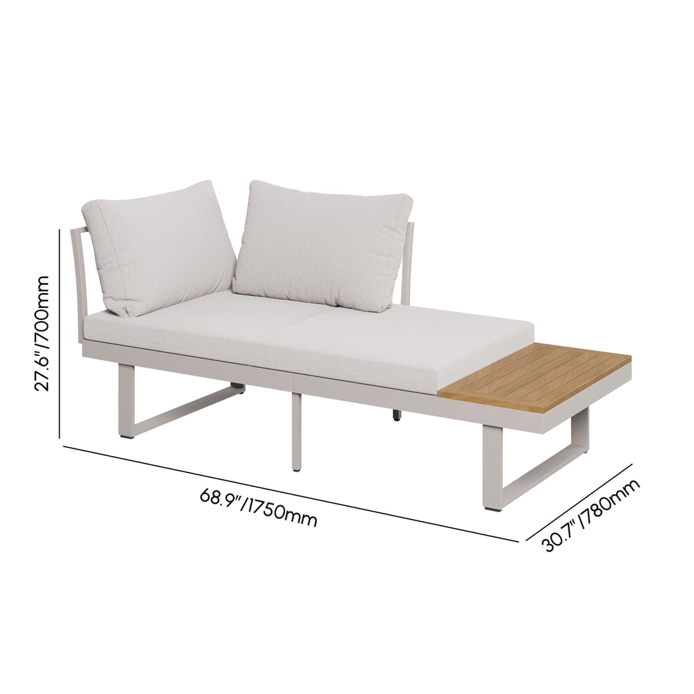 4-Pieces Outdoor Acacia Sectional Sofa Set with Cushion and Side Table weights dimensions image