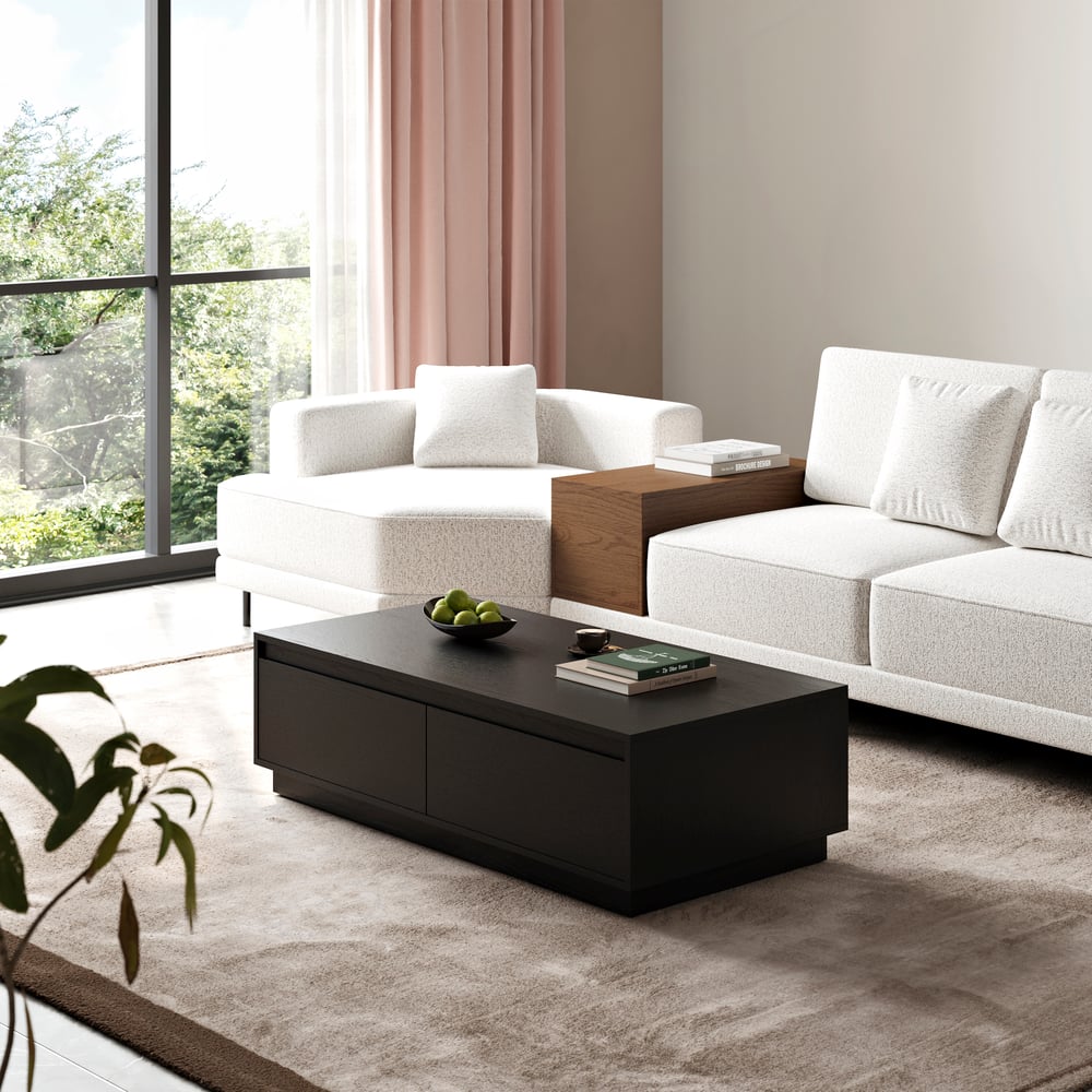 1200mm Mid Century Rectangular Black Block Coffee Table window image