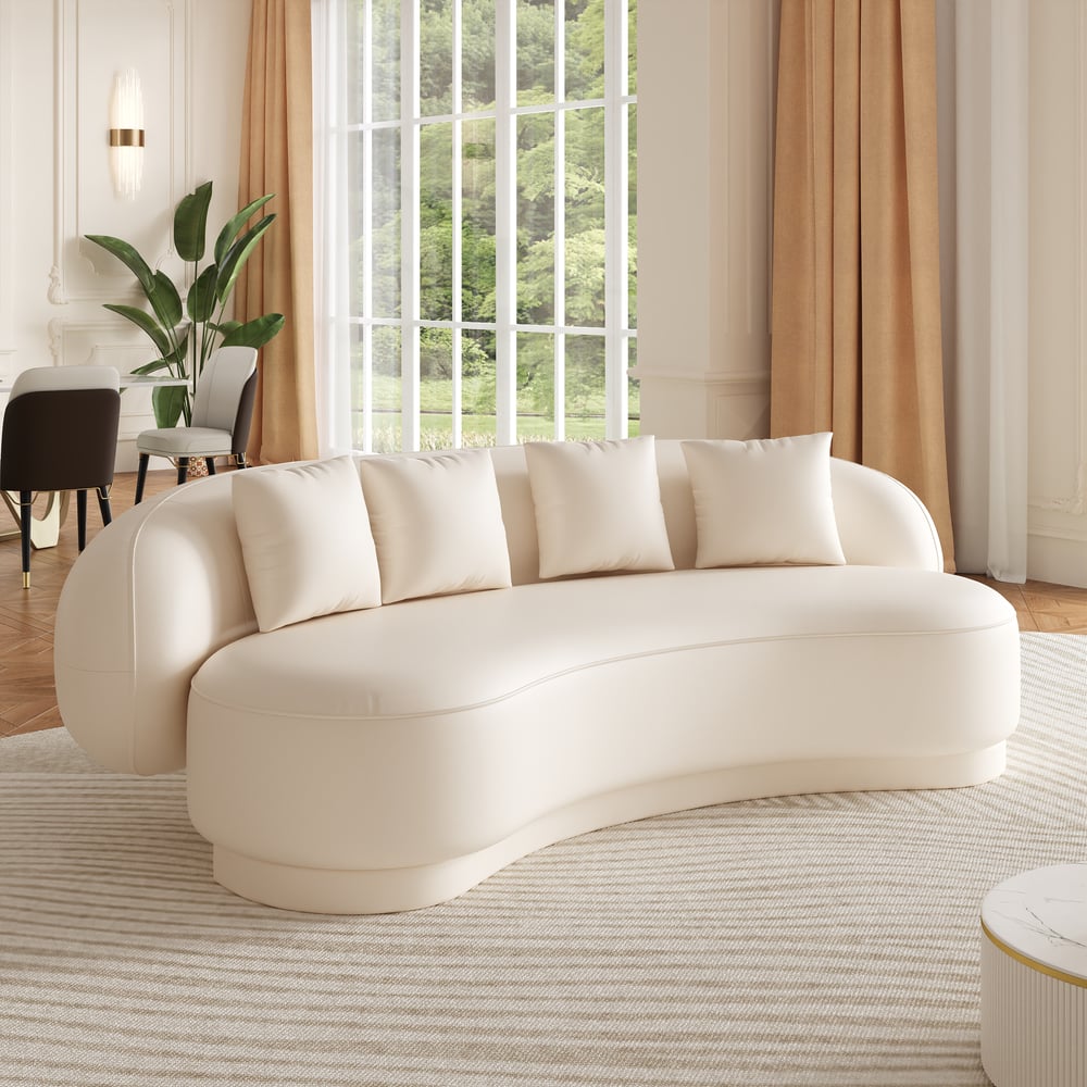 Suncurve Faux Leather 3-Seat Sofa Set with Swivel Accent Chairs Set of 2 window image